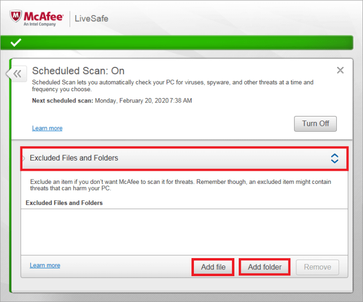 exclude files mcafee