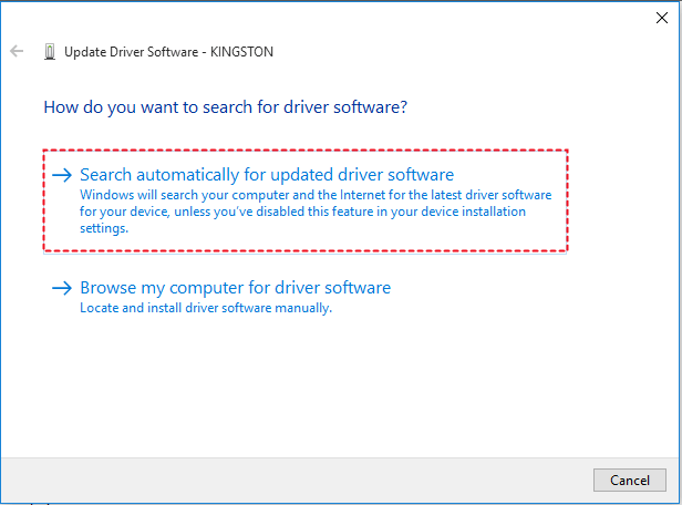 Search Automatically for Updated Driver Software