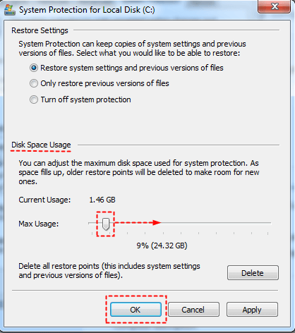 Adjust Disk Space Usage