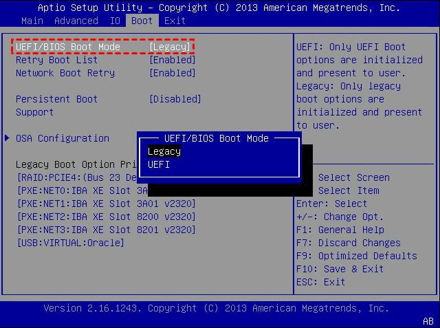 Legacy or UEFI