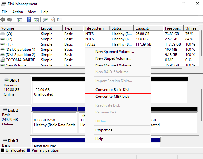 Convert To Basic Disk