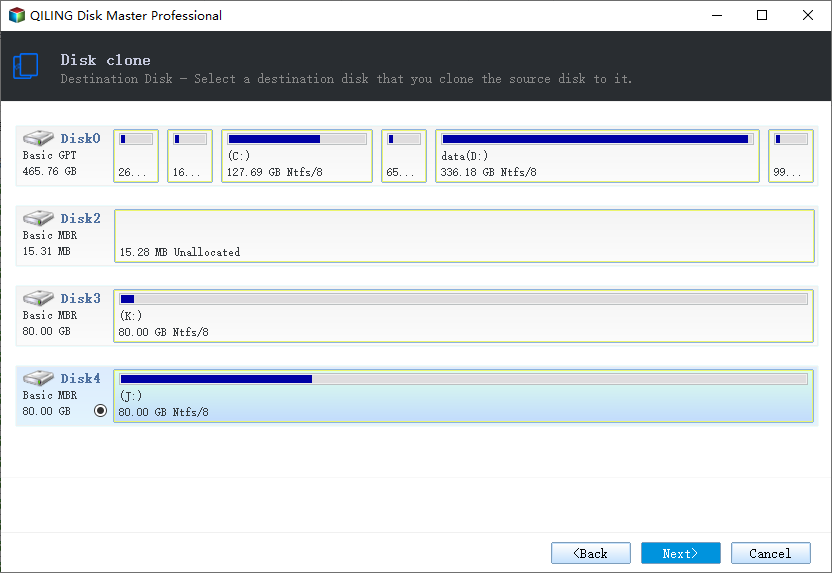 Choose Destination SSD