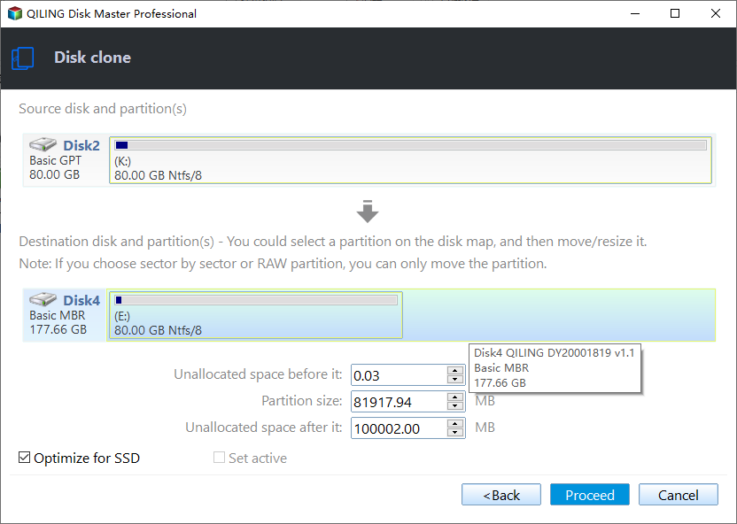 Disk Clone SSD Alignment Checked