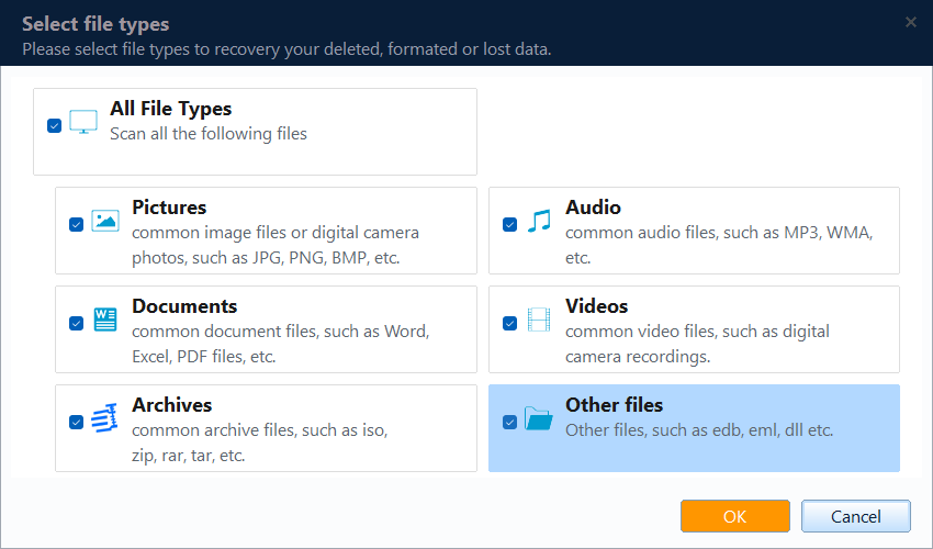 Filter files before scanning an inaccessible partition