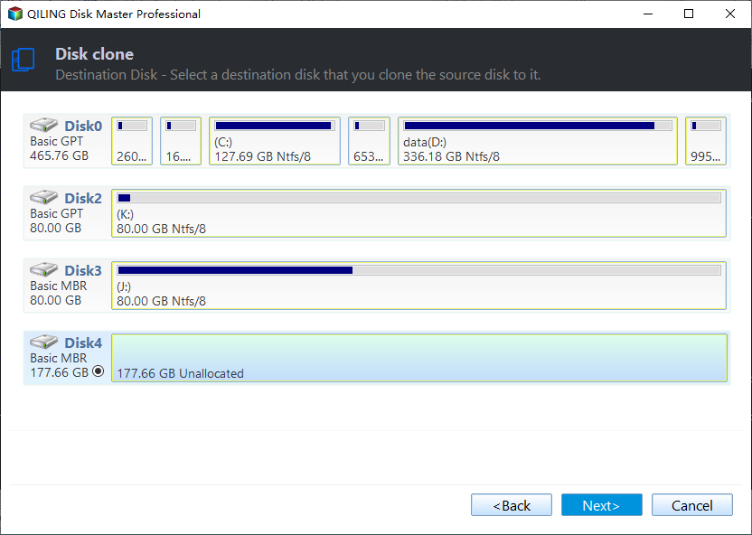 Select Destination SSD