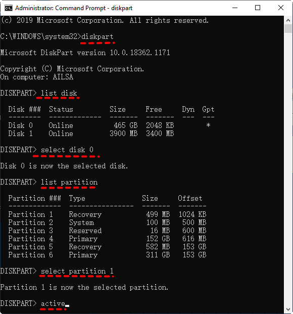 Set Boot Partition Active