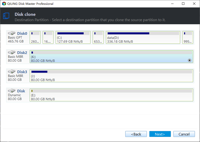 Select Destination Partition