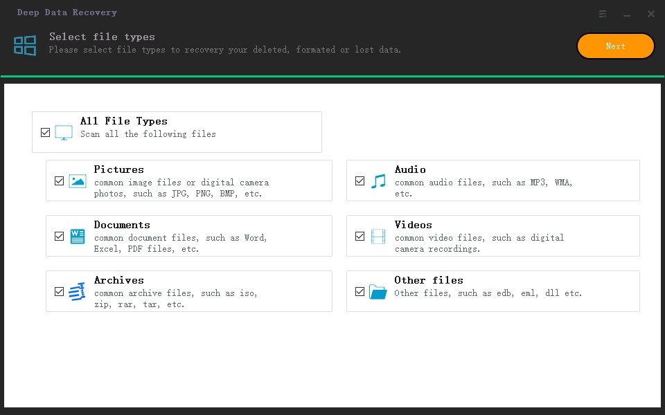 select the file types