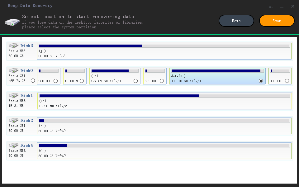 select drive to scan