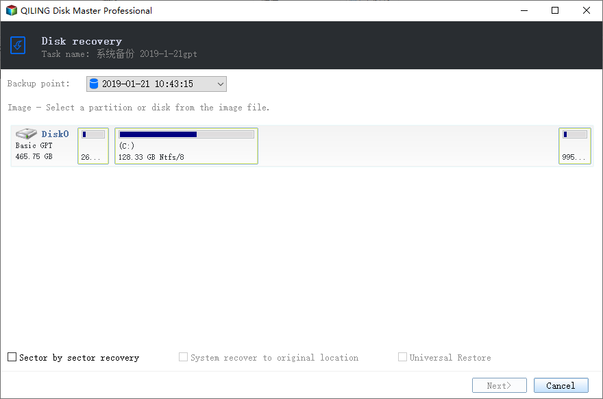 Select Entire Backup or Partition