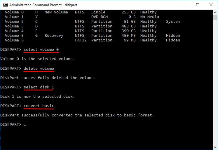 Convert Dynamic Disk to Basic